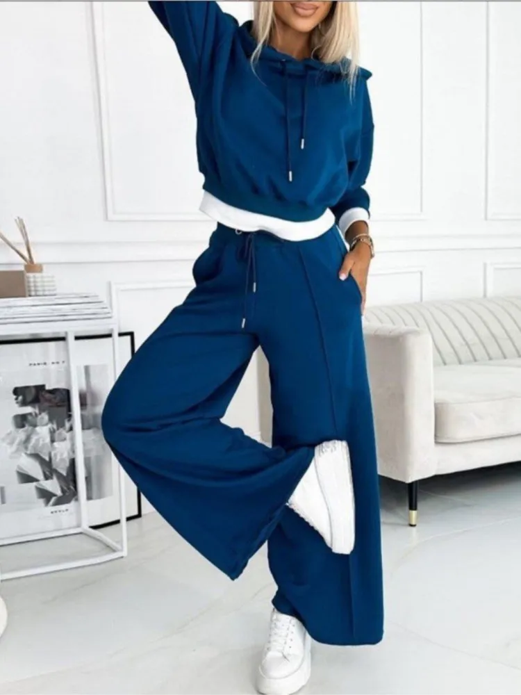 Autumn Winter New Combination Hooded Sweatshirt Women\'s 2 Piece Set Of Solid Color Fashion Casual Pants Jogging Female Suit 2025