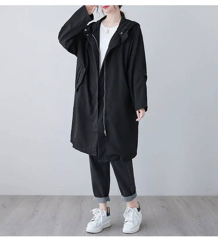 Long Windbreaker Coat for Women Tops Overcoat Y2k Casual Long Coats Jackets Street wear Loose Trench Outerwear Ladies Overcoat