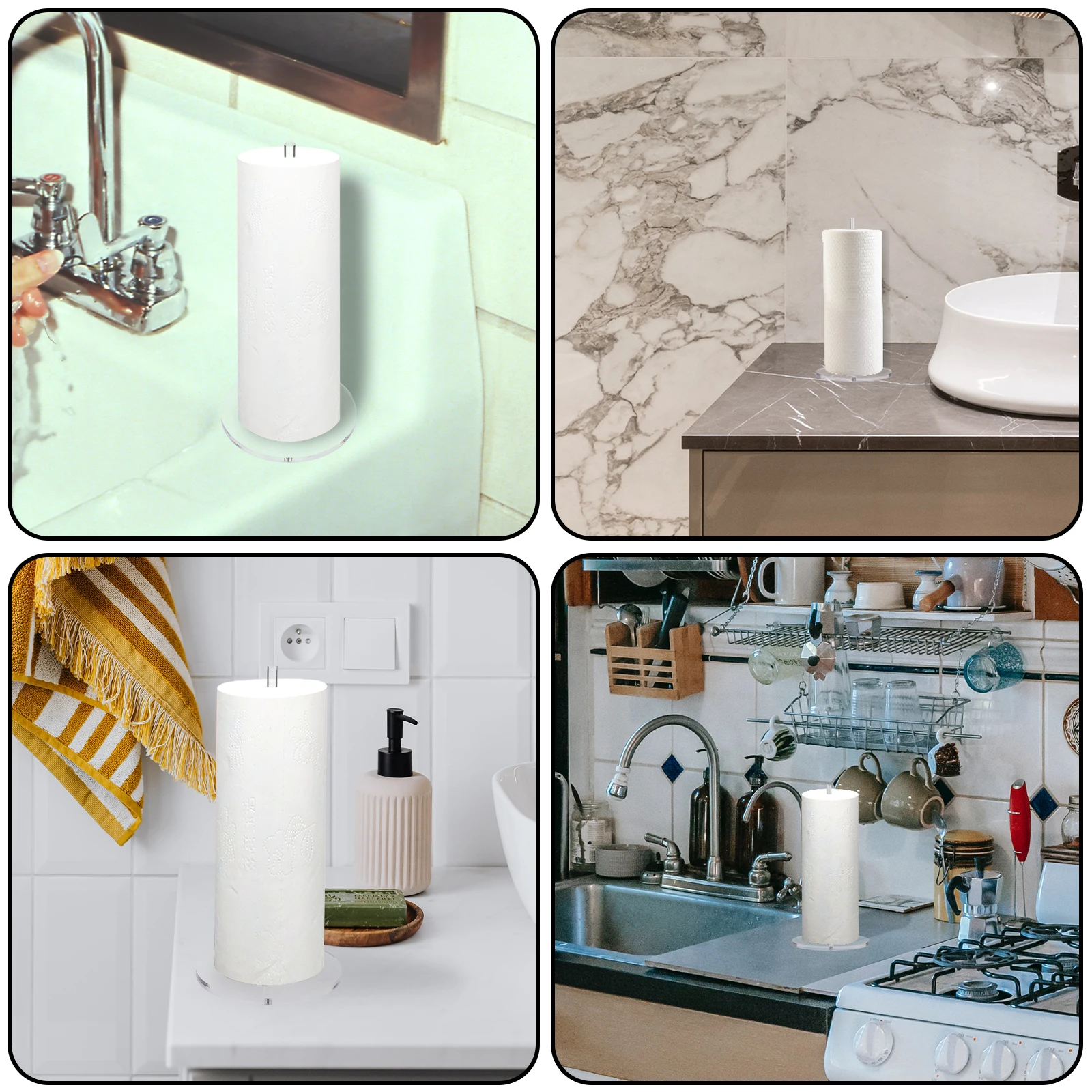 

Paper Towel Holder Standing Tissue Reusable Kitchen Storage Rack Roll Paper Rack Practical Easy Use Widen Base Strong