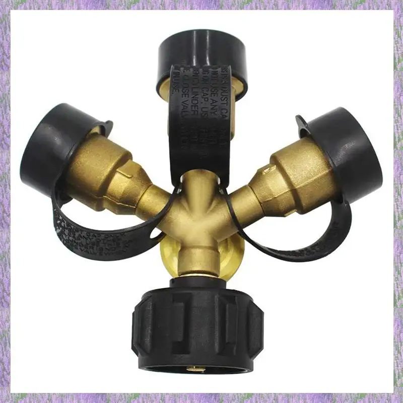 A63K-2X Splitter propano a 3 vie con manometro e valvola di intercettazione, splitter per gas propano a 3 Y, adattatore per calibro a T per serbatoio propano LP