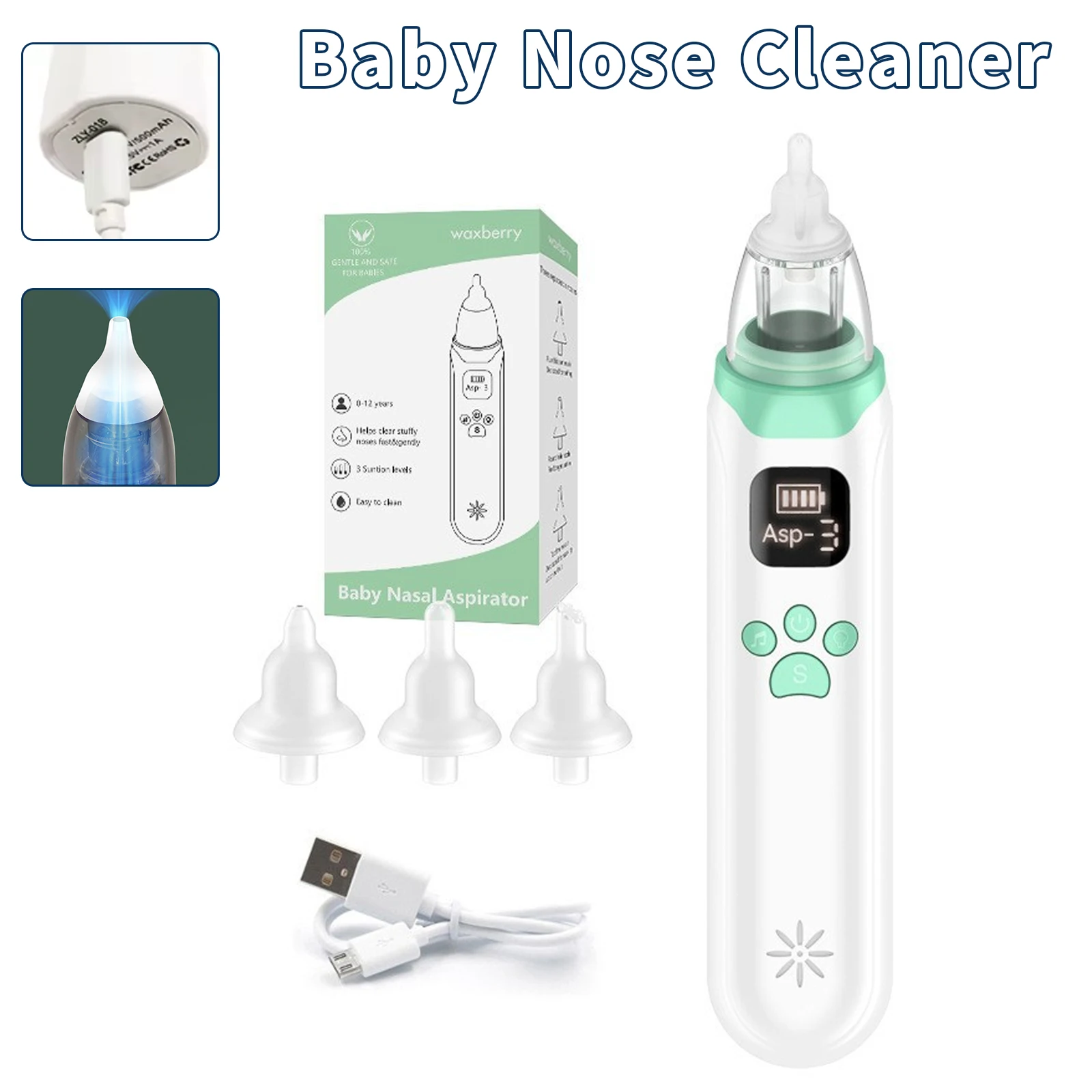 Baby Nose Cleaner Silicone Adjustable Suction Electric Child Nasal Aspirator Safety Convenient Low Noise baby care tools