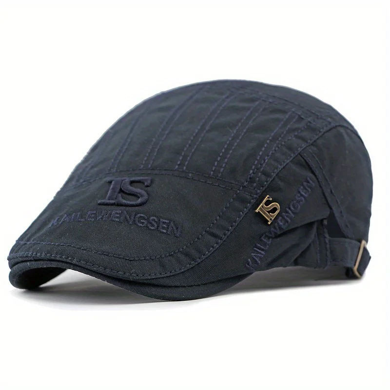 

British Vintage Embroidery Cotton Cap, Unisex Spring Summer Beret for Men Women, Casual Fashion Daily Hat