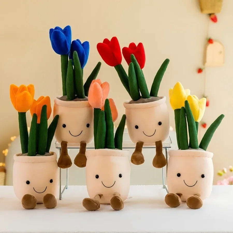 ตุ๊กตาดอกทิวลิปปลอมขนาด 25-35 ซม. ของเล่นตุ๊กตาเนื้อนุ่มเหมือนจริง ของขวัญคริสต์มาสสุดน่ารักสำหรับเด็กหญิงเด็กชาย ตกแต่งบ้าน