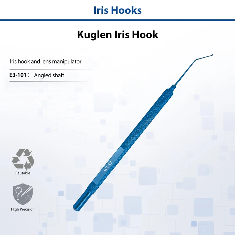 Titanium Alloy Kuglen Iris Hook Push‑Pull Angled Tip Lens Manipulator Ophthalmic Microsurgical Instrument