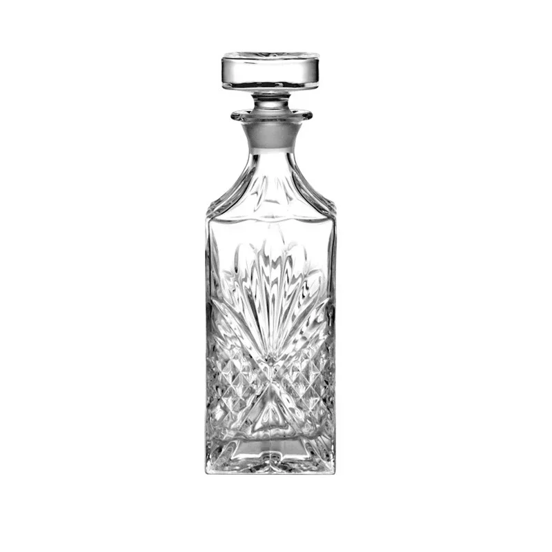 

Crystal Whiskey Decanter for Liquor, Scotch Bourbon with Glass Stopper, engraved designs, 780ml