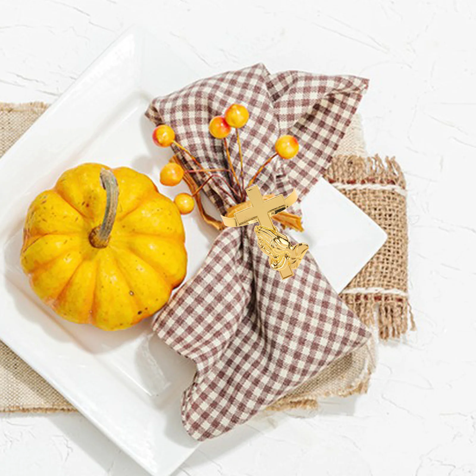 

4 Pcs Cross Napkin Ring Festive Rings Holder for Party Guest Harvest Table Farmhouse Metal Holders Grace