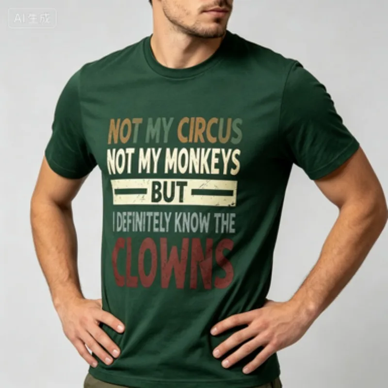 Harajuku Not My Circus Not My Monkeys But I Know The Clowns T-Shirt Funny Joke  Comfort Cotton Unisex shirt Leisure