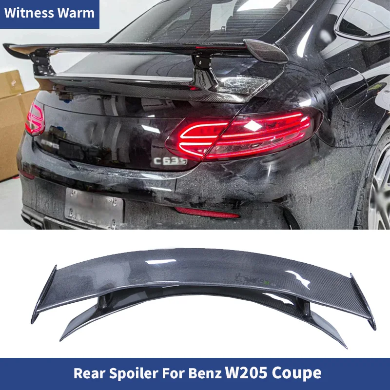 Car Rear Wing Trunk Lip Spoiler Carbon Fiber for Mercedes-Benz C Class W205 C63 S AMG 2 door Coupe 2015-2019