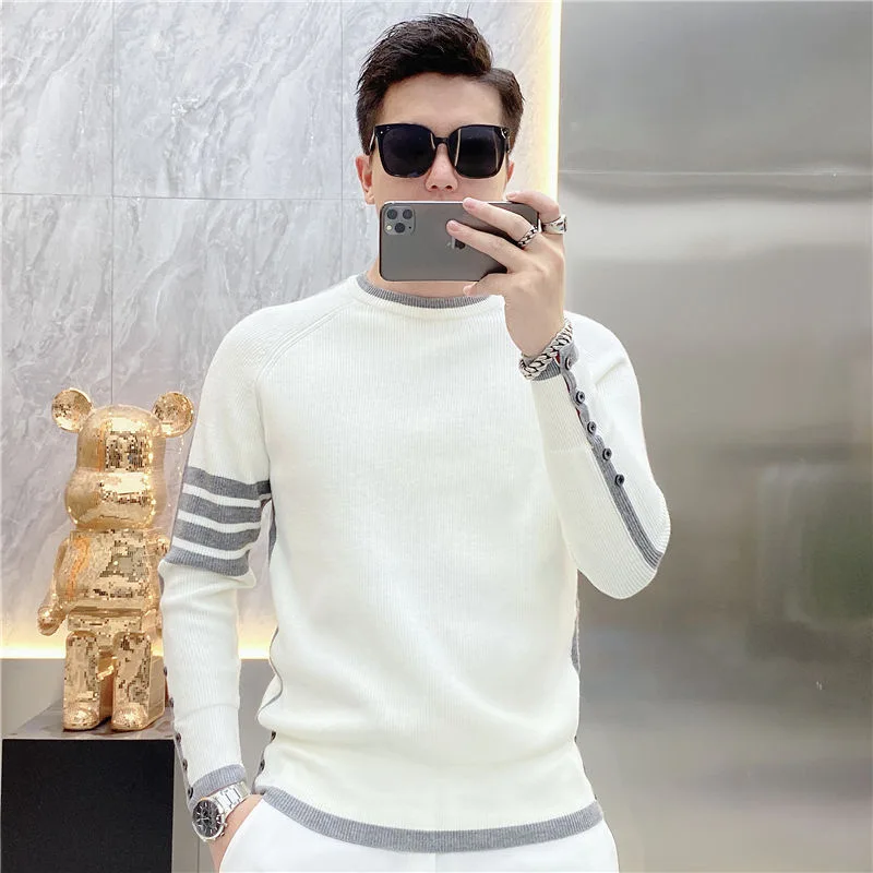 골프니트 High Quality Round Neck Windproof Knit Men\'s Golf Wear 2024 Autumn New Golf Sweater Luxury Men Cultivate Oneself Blouse To