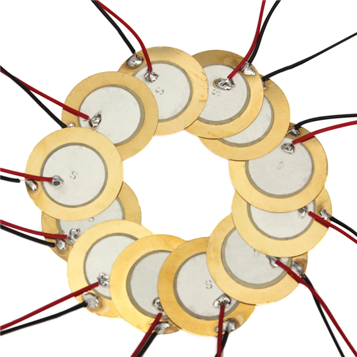 

10pcs 27mm Piezo Disc Brass Copper Pickup Sensor Guitar Accessory Box Diaphragm Contactless Low Voltage Thin Light