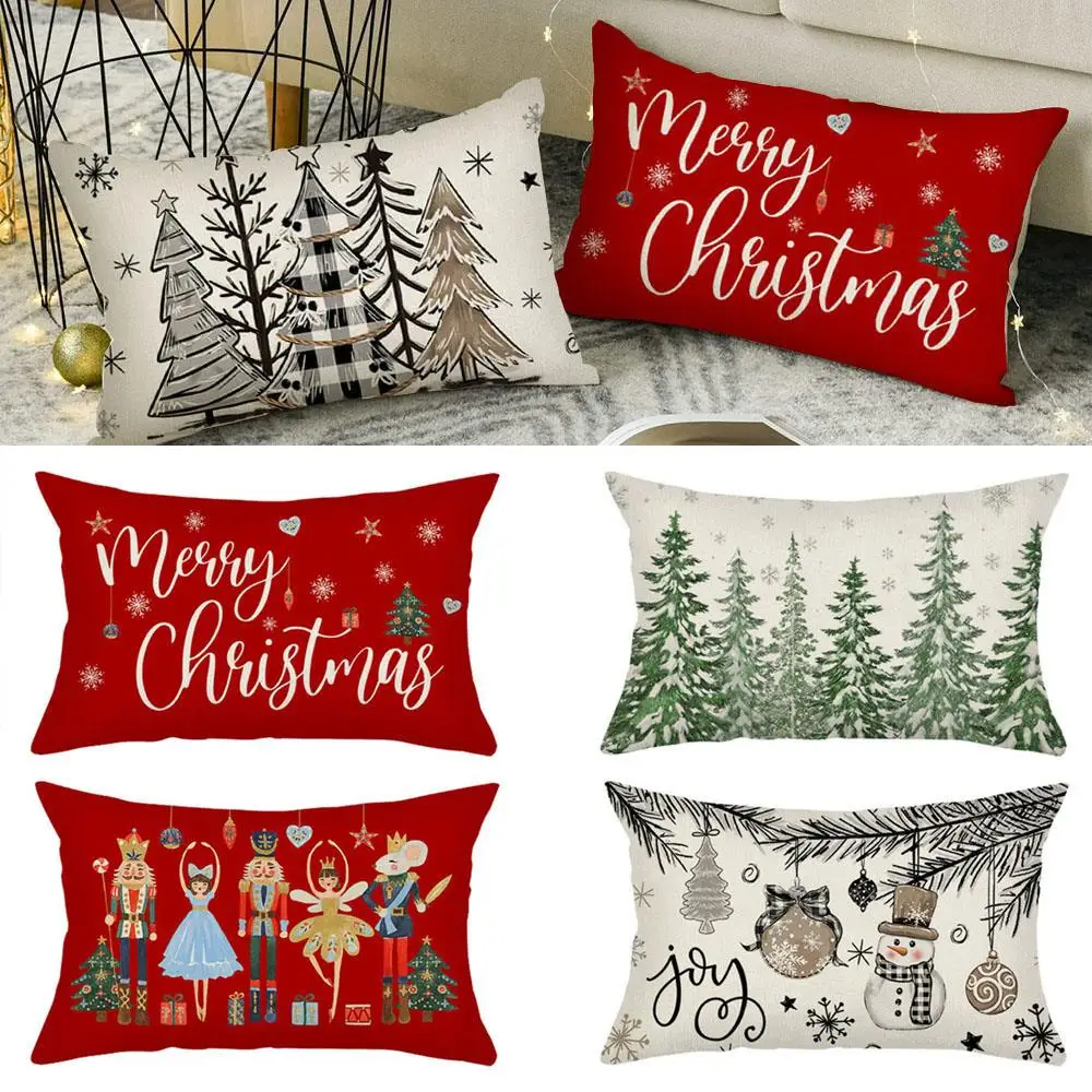 

Christmas Lumbar Pillow Cases Christmas Tree Snowman Decoration Pillow Covers Xmas Pillow Covers Navidad New Year Gift 2026