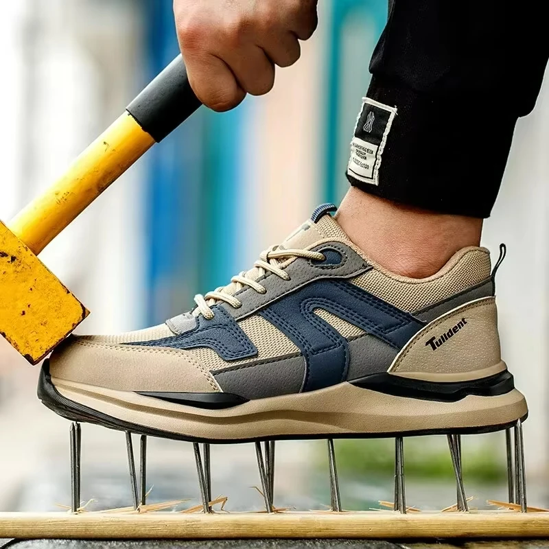 Men Safety Shoes Steel Toe Work Shoes Puncture-Proof Indestructible Shoes Anti-smash Man Sneakers Lightweight Non-slip Men Boots