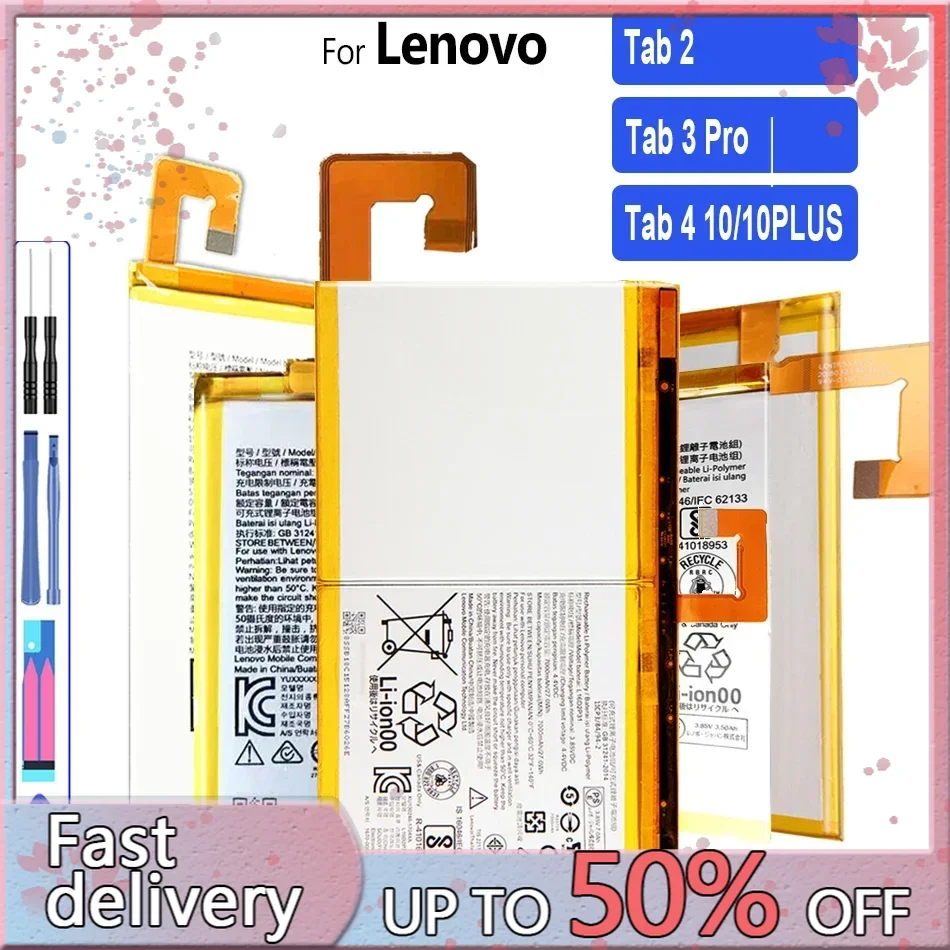 แบตเตอรี่ L16D2P31 L14D2P31 L15D1P31สำหรับ Lenovo TAB 4 10 2 plus TAB2 A10-70F-70L-70LC TB2-X30F TB2-X30M โยคะแท็บ3 Pro YT3-X90L