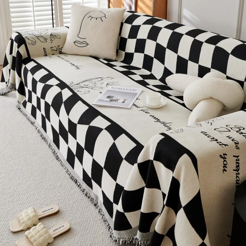 

Чехол для дивана нескользящий чехол тканевое полотенце пыленепроницаемый универсальный чехол синельное клетчатое ленивое одеяло с нежной изысканной текстурой