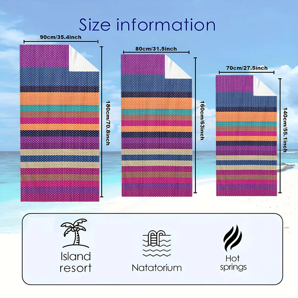 colorful woven stripe Beach Towels Ultra Lightweight Quick Drying Super Absorbent Summer Essential Fast-Drying Towel for Beach