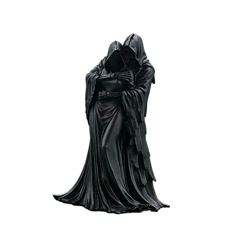 -3D Printed Grim Reaper Hugging Couple Statue Exquisite Detail Gothic Design Perfect Halloween Desktop Decor