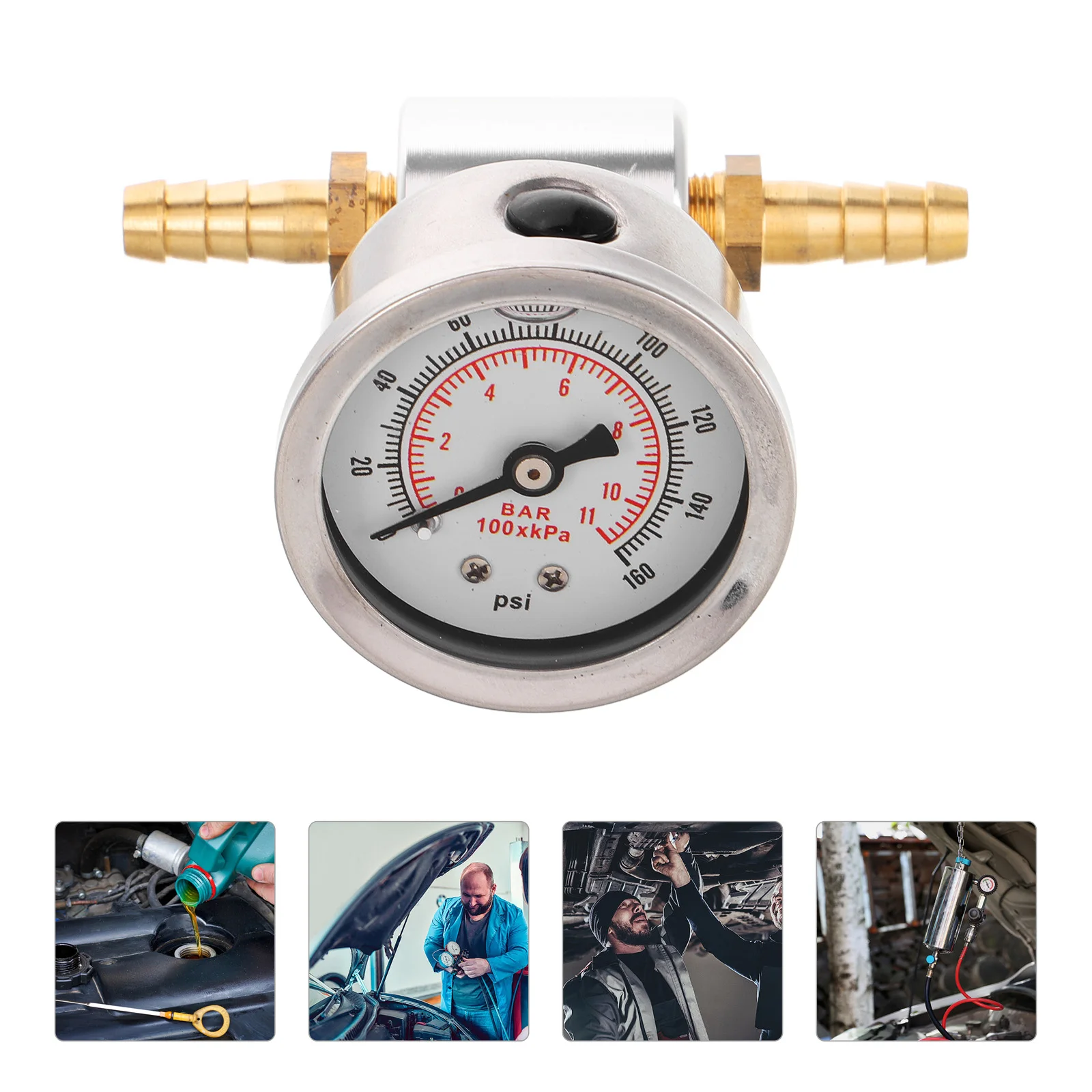 

1 Set Automotive Fuel Gauge Test Meter Car Accessory Auto Oil Press Durable Metal Engine Monitoring Universal Car Models Fuel
