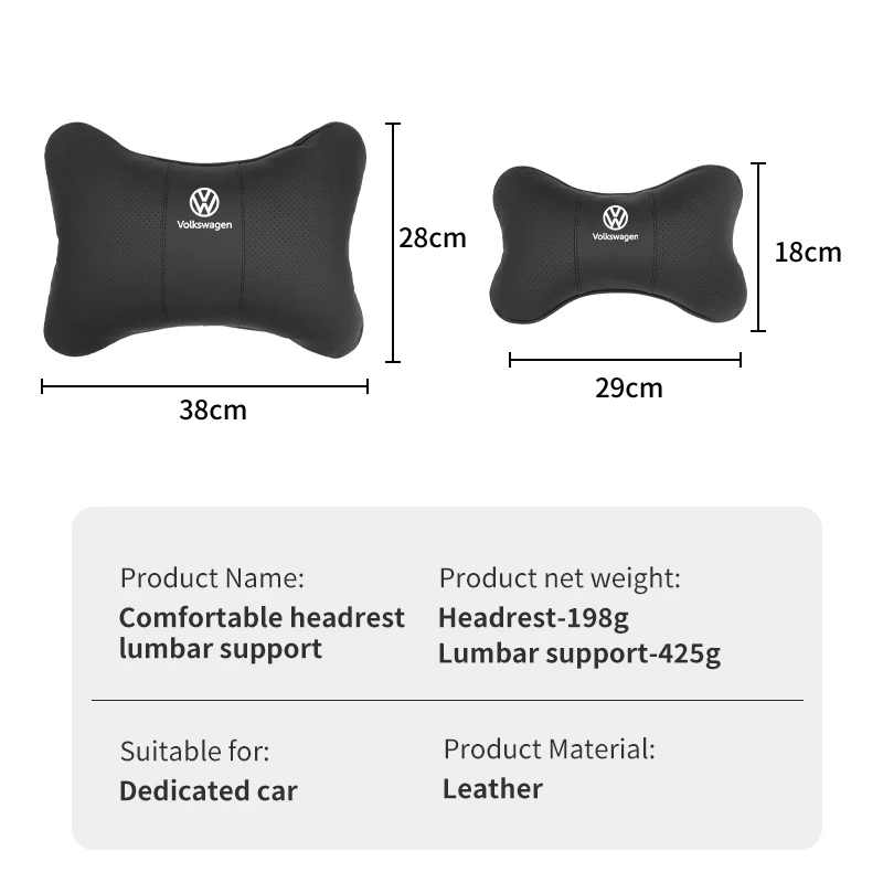 Car Seat Headrests Pillow Leather Lumbar Neck Support Back Cushion For VW Golf Jetta Passat mk4 mk5 mk6 CC Golf 5 7 Tiguan Sciro