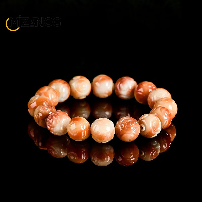 Hand-carved Natural Jadeite Money Pattern Bringing Good Fortune Bracelet Luxurious Ice-Type Jade Bracelet Unisex Perfect Gift