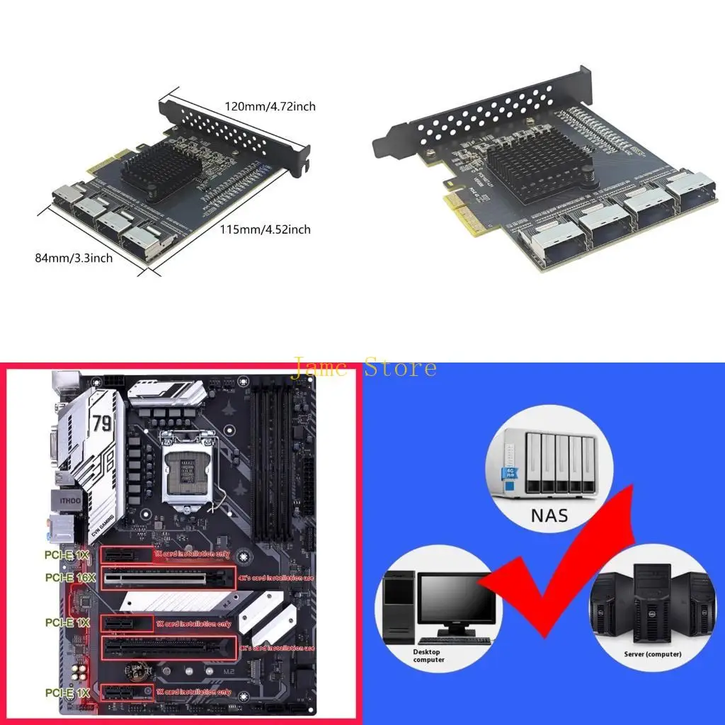 

LX0B PCIe to SFF8087 Controller Adapter Expansion 16 Port SATA3.0 6Gbps Adapter Card
