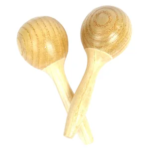 Đồ chơi nhạc cụ bằng gỗ cho trẻ em, trống sinh thái, Maracas Brown, Đồ chơi âm nhạc bộ gõ, đồ chơi giáo dục trẻ em 6 Bán hàng chính Maracas Madeira - №1