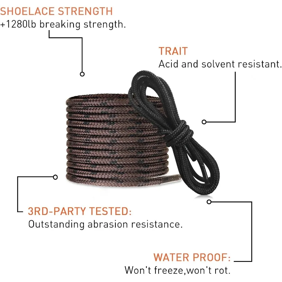 أربطة أحذية بديلة للعمل شديدة التحمل، أوتار أحذية بديلة أقوى من الفولاذ أو كيفلر #4