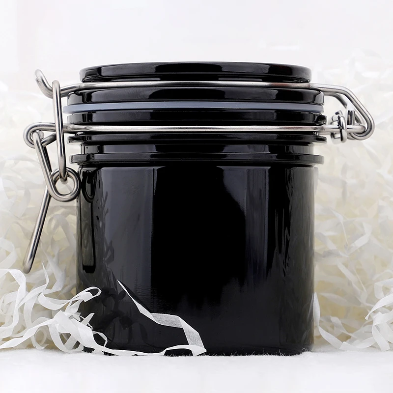 250ML Round Black Plastic Sealed Jars Bath Salt Bottle Cosmetic Seal Bottle Eyelash Glue Storage Tank