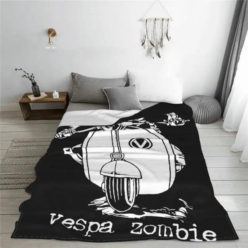 Vespa Zombie Scooter Mod Enthusiast Blanket Soft Comfort Dust Cover Faux Fur Throw For Sofa Bedroom