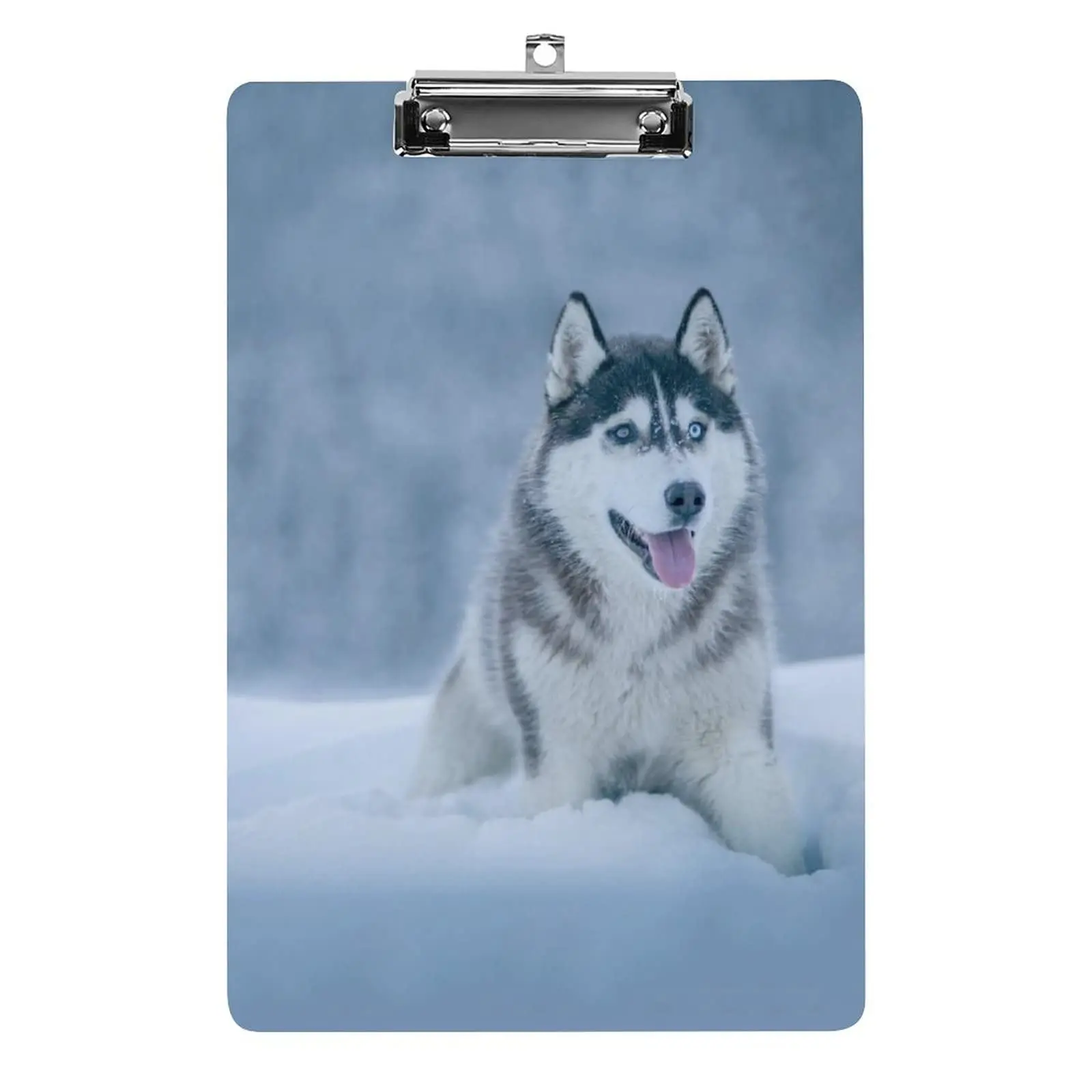 Indian Siberian Husky Funny Acrylic Clipboards Stardard A4 Size Plastic Clipboard with Metal Clip for Office Meeting Classes