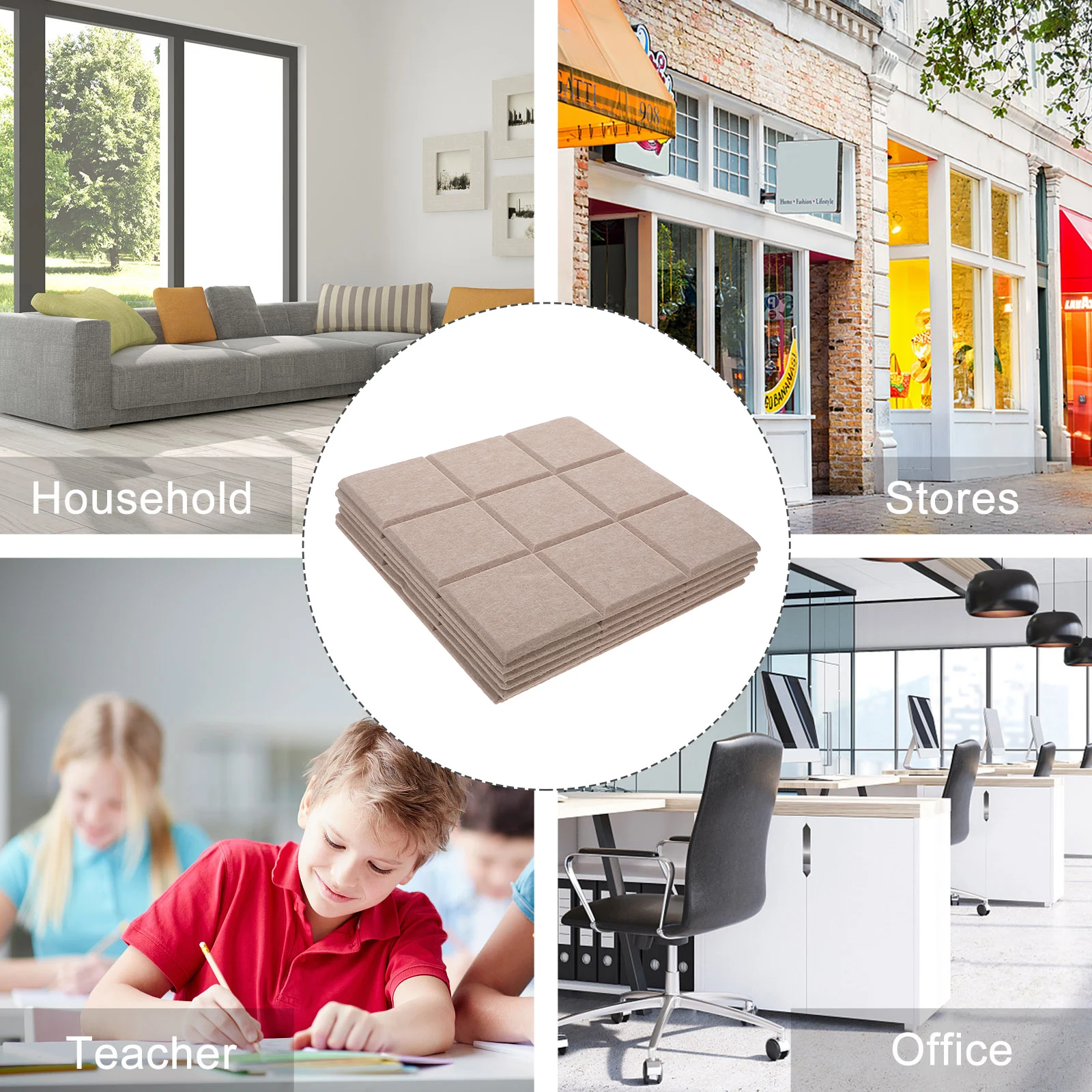 6 Pcs Bulletin Board Wall Sticker Self Adhesive Felt Tiles for Office Home Decor Photo Display Memo Pin Boards