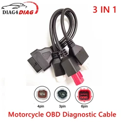 3pin + 4pin + 6pin 3 in 1 Motorcycle OBD Diagnostic 4pin Canbus Cable and 3pin OBD2 3 in 1 Plug Adapter Cable