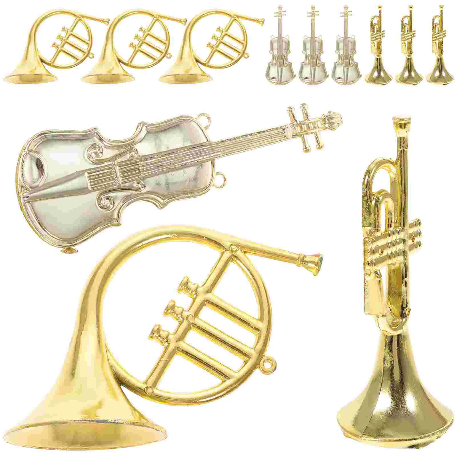 12 Pcs Musical Instrument Model Christmas Decorations Indoor Outdoor Toys Statue Miniature Trumpet Plastic Home Baby