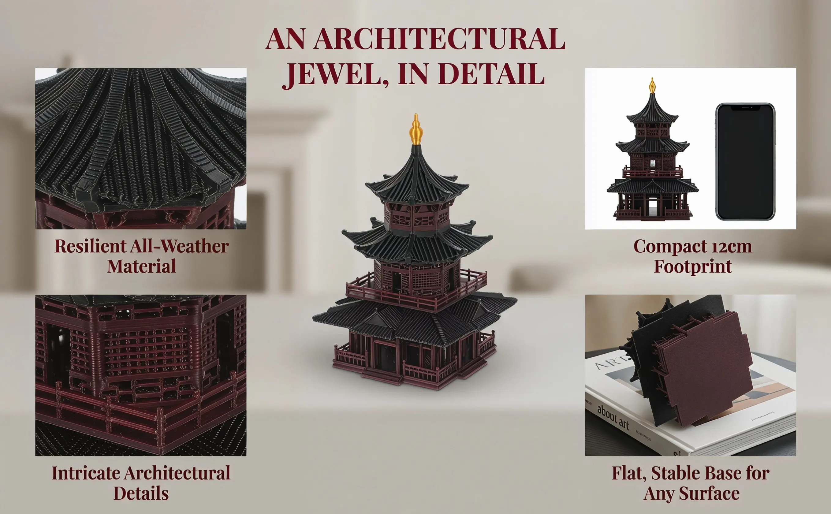 Miniature Asian Pagoda Garden Ornament Handmade Plastic Micro Landscape Aquarium Decoration Zen Garden Sculpture Meditation