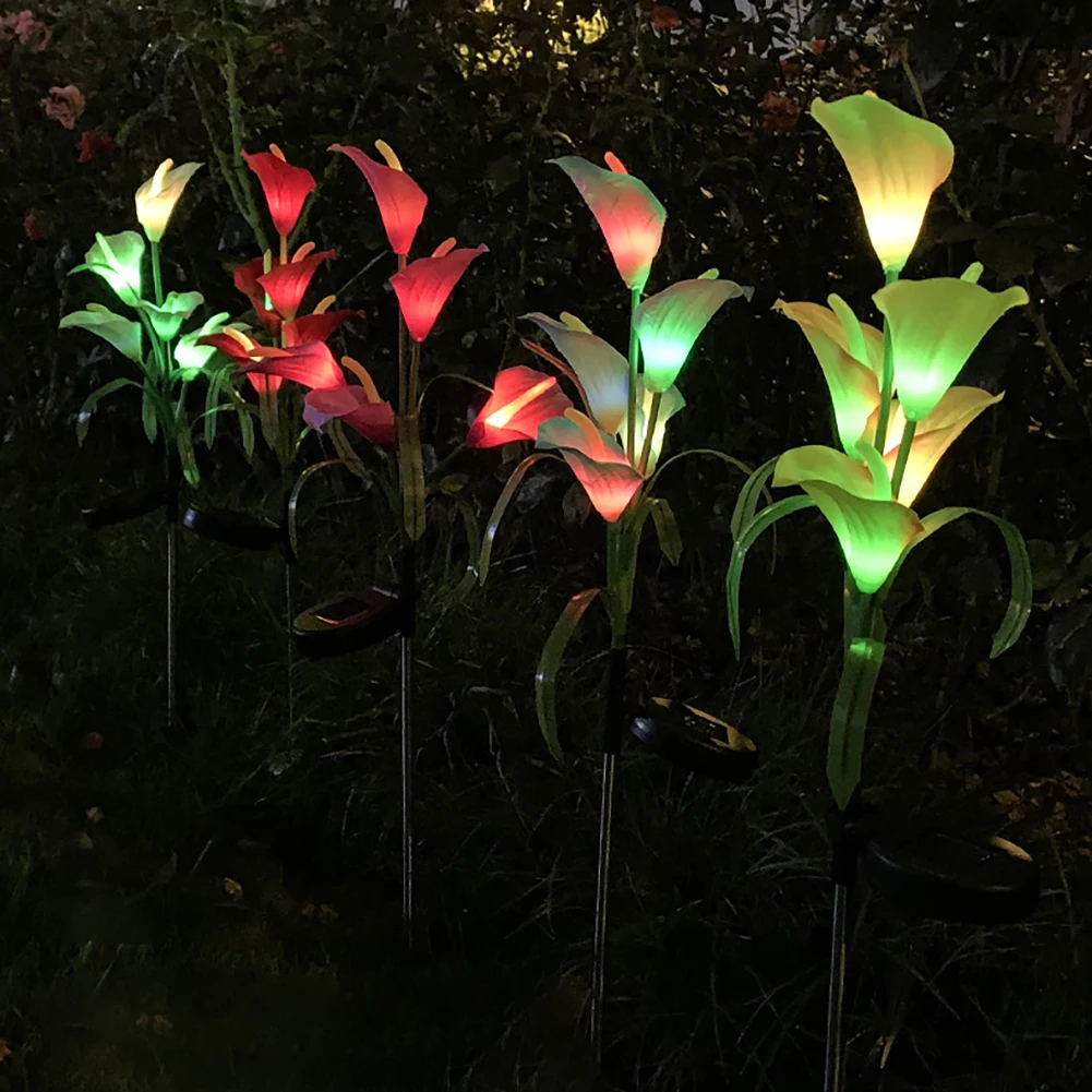 

2 Pack Solar Calla Lily Stake Light Outdoor Lamp Solar Powered Flower Landscape Lawn Lamp For Garden Yard Decor