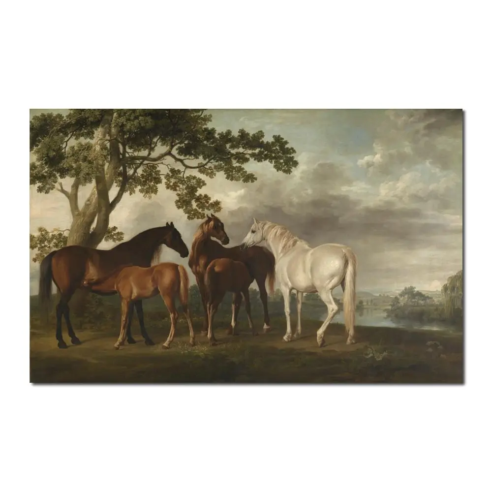 

Horse Canvas Art Mares and Foals High Quality George Stubbs Painting Handmade Classic Equestrian Artwork for Studio Home Decor