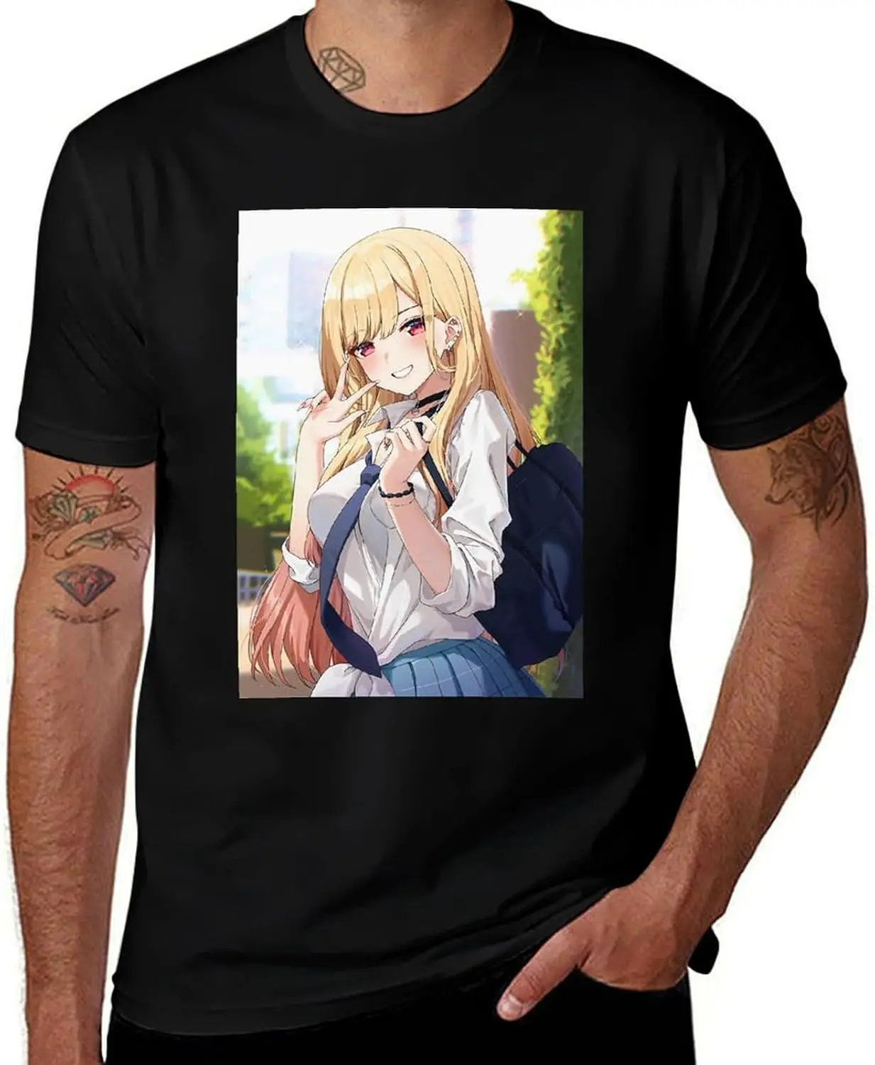 Anime My Dress Up Darling Marin Kitagawa T Shirt Mens Summer Print O-Neck Tee Classic Short Sleeve Tshirt