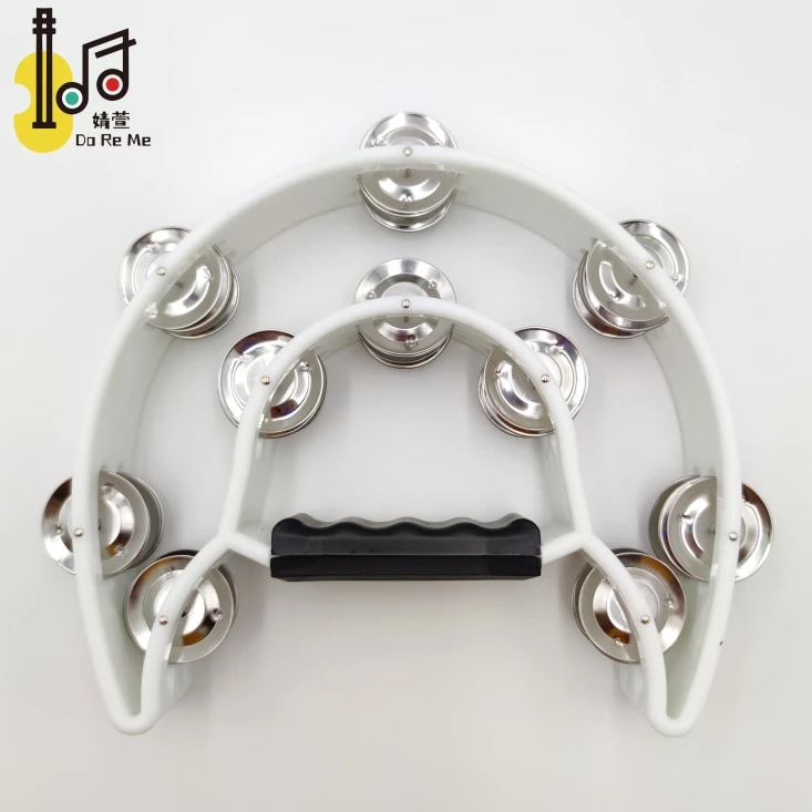 Top Sale White Color Two Power Plastic Tambourine Musical Instruments Toy