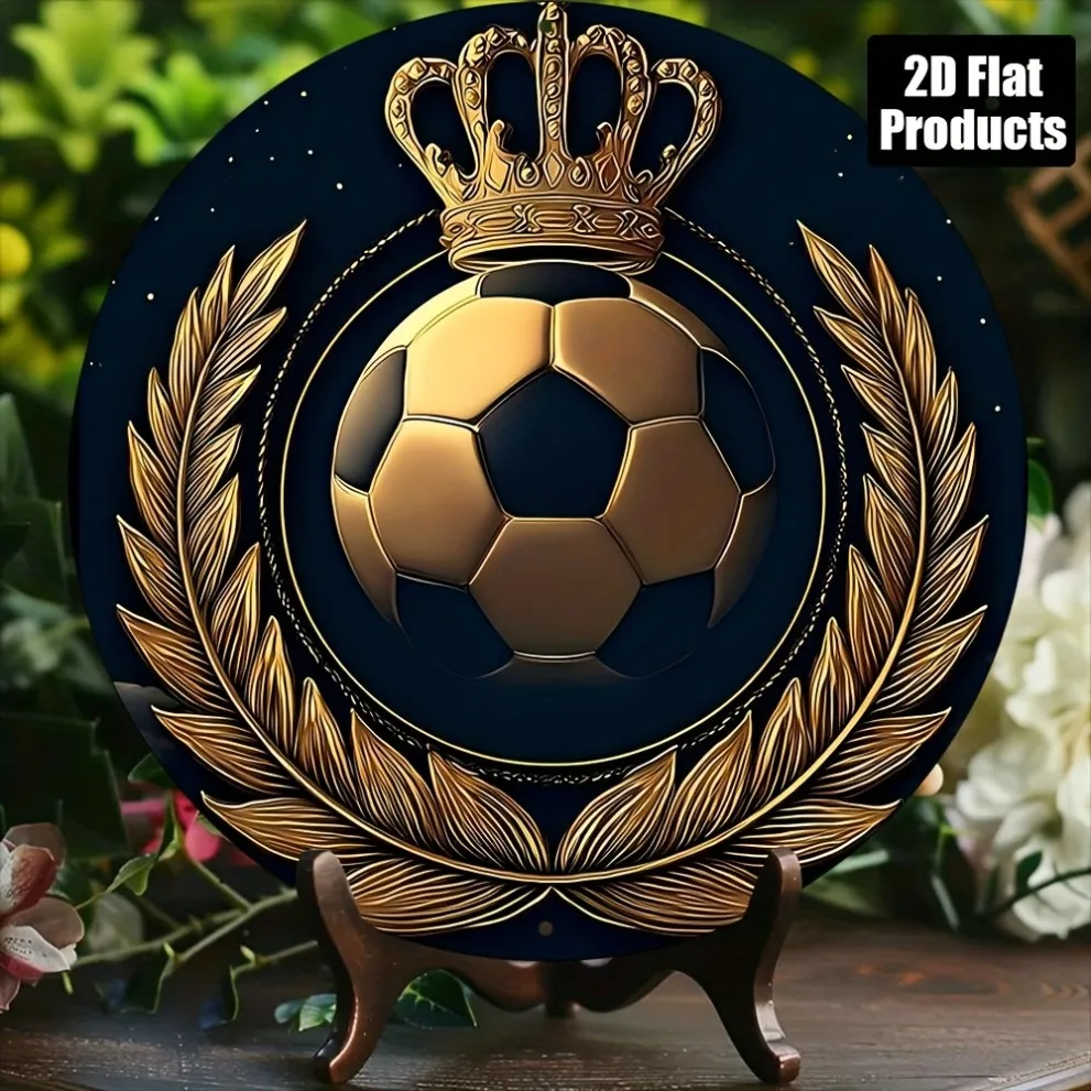 Soccer Crown Wall Decor - Durable Rustic Gift for Home, Kitchen, Garden