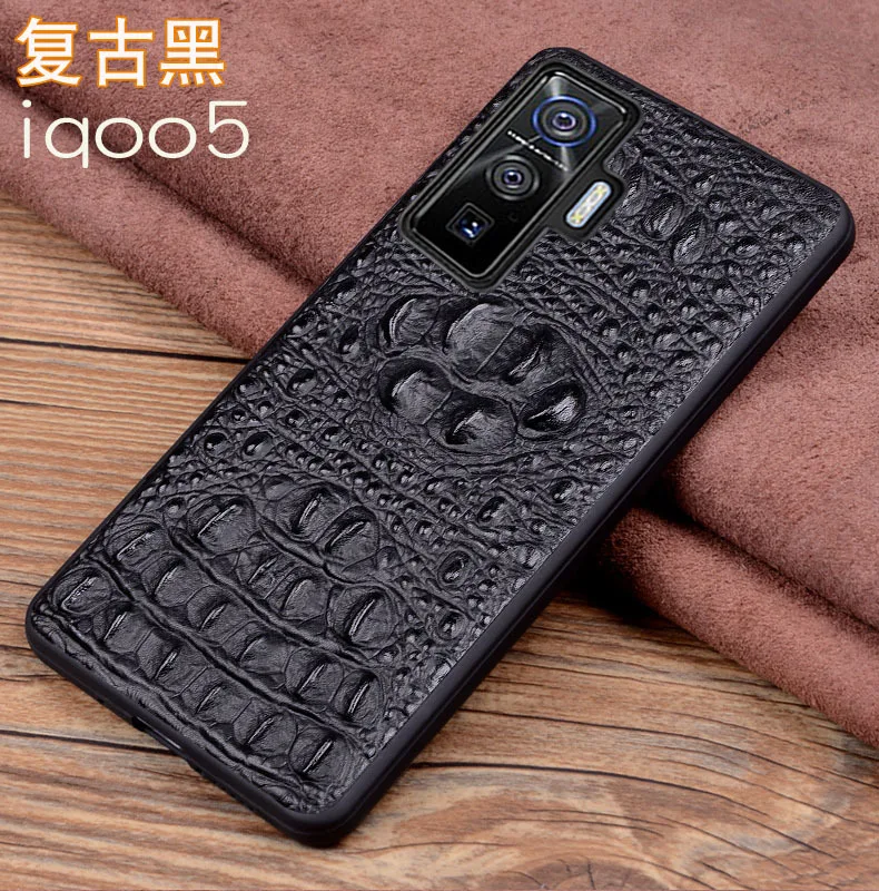New Genuine Leather Luxury 3d Crocodile Head Phone Case For Vivo Iqoo 5 Pro Cover For Vivo Iqoo5 Pro Cases Bag image 6