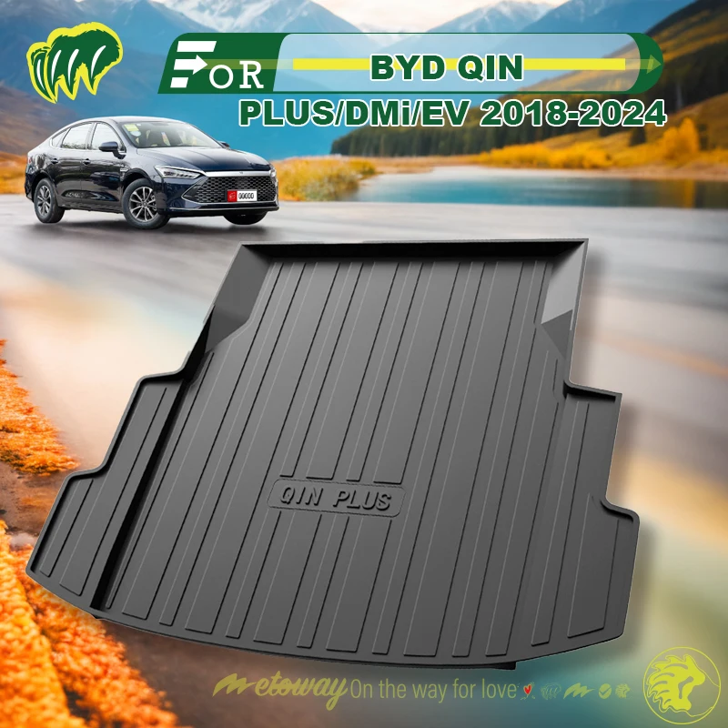 

For BYD QIN PLUS/DMi/EV 2018-2024 Custom Fit Car Trunk Mat All Season Black Cargo Mat 3D Shaped Laser Measured Trunk Liners