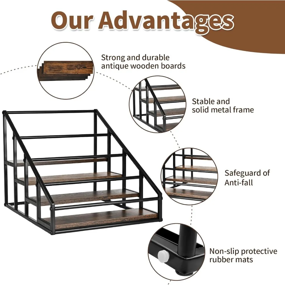منظم شراب القهوة من 4 طبقات بسعة 16 زجاجة، مثالي لألواح القهوة والمطابخ
