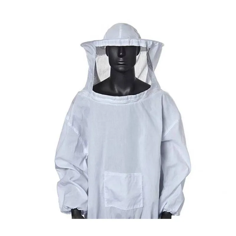 White Half Body Beekeeping Suit with Veil Anti-sting Beekeeper Protective Jacket for Beekeeping