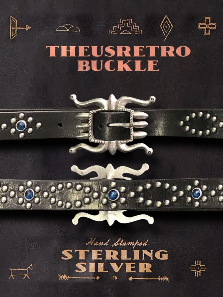 R Style Western American Retro Belt Pure Copper Gem Rivet Genuine Leather Waist Belt Width 32cm Embossed Carved Buckle