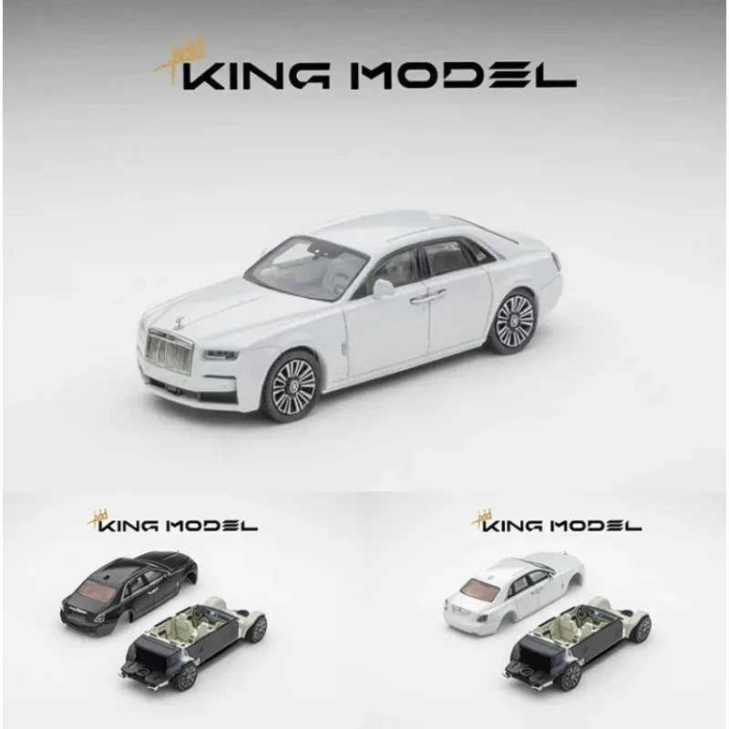 Kingmodel 1:64 RR Ghost Negro/Blanco, Modelo de Auto Fundido a Presión