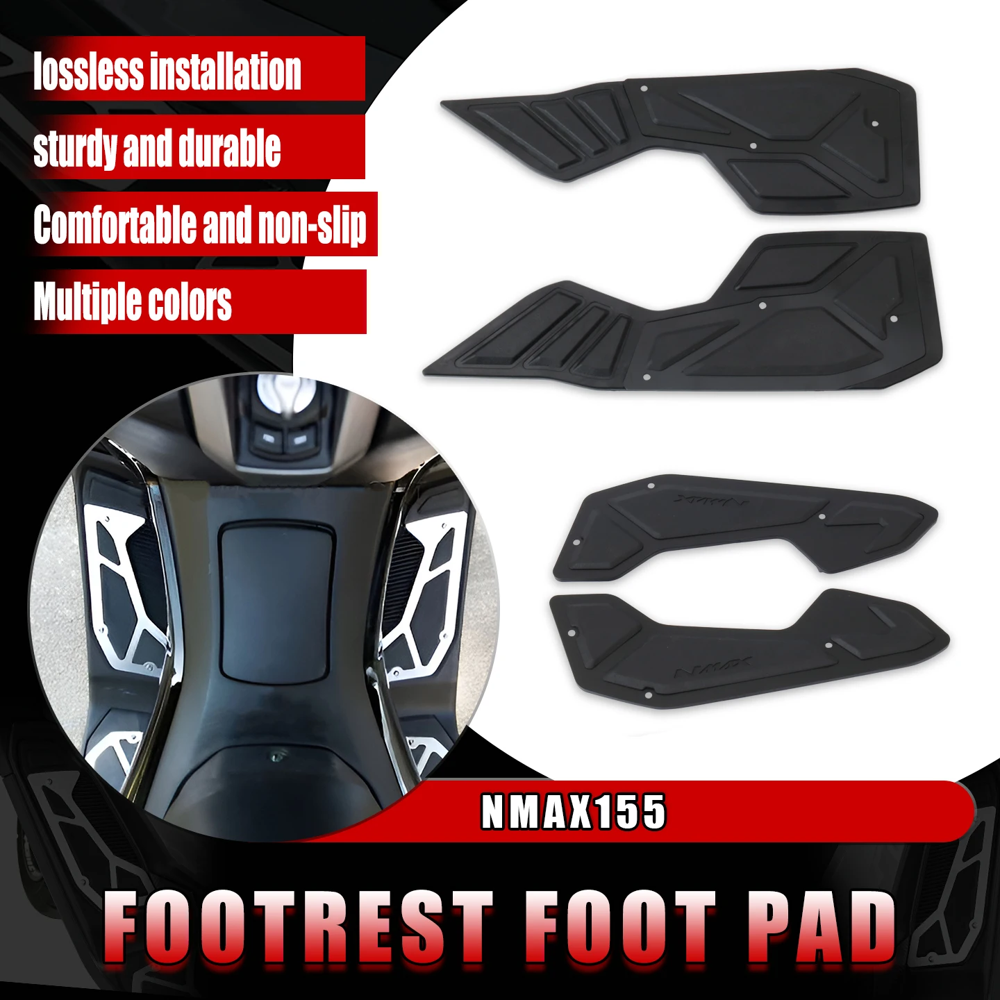 

Fit For NMAX155 Motorcycle Footrest Foot Pad Pedal Footboard Plate Step Footpad Cushion Board Pedals For NMAX155 NMAX 155