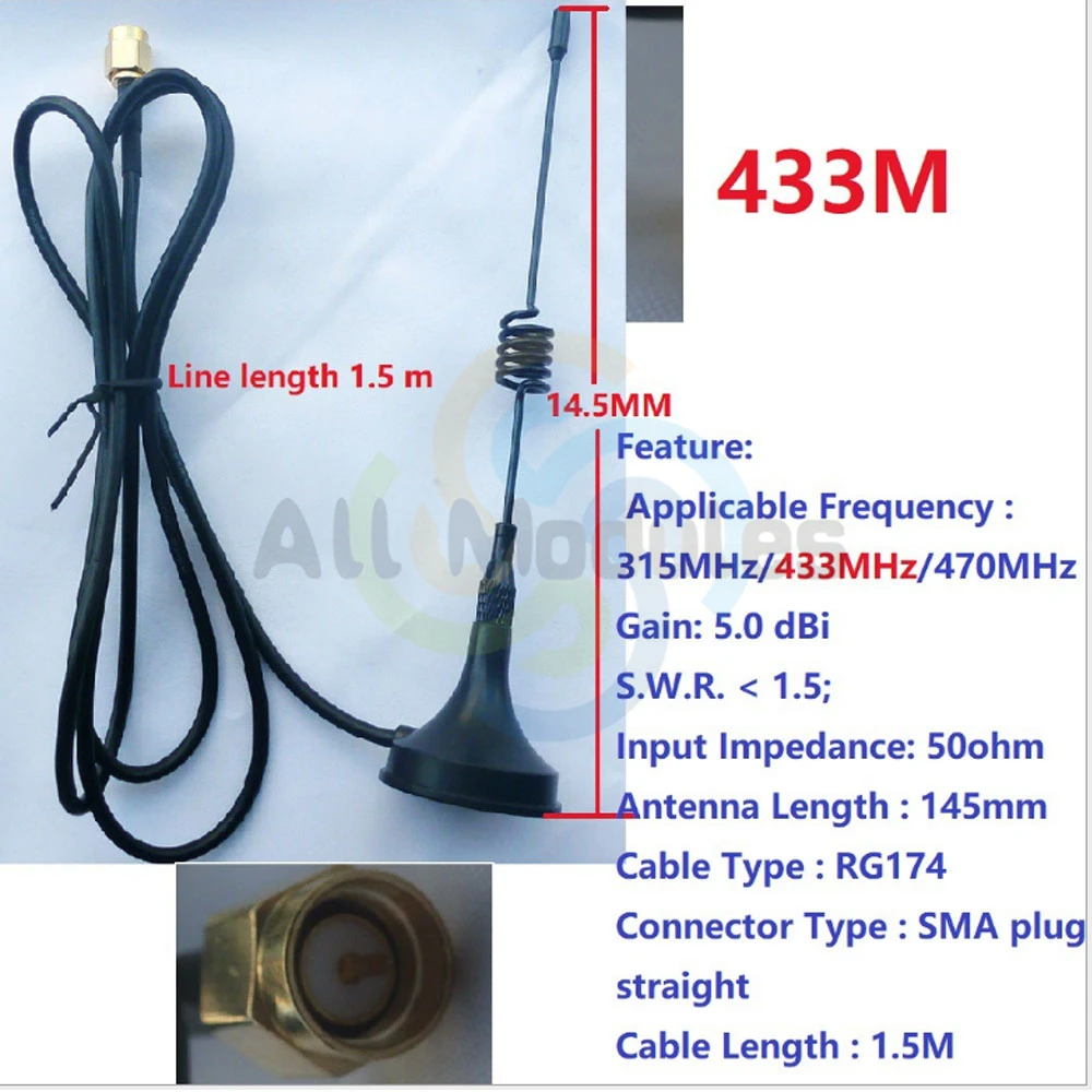 DC 5V RT18A01 RS485 Transceiver Wireless Repeater 485 Master-slave control 433M 868M FSK Uhf Module Suction Cup Antenna