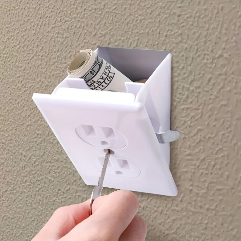 Easy-Install Wall Outlet Safe - Hidden Diversion for Valuables, Keys, Money & Jewelry - Non-Waterproof Plastic Security Box