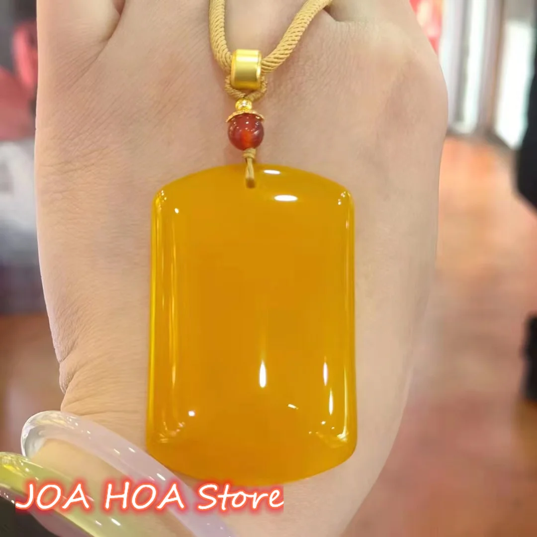 

Perfect Pendant High Quality Necklace Exquisite And Stylish Real Natural Yellowness Agate Chalcedony Atmosphere Fine Jewelry