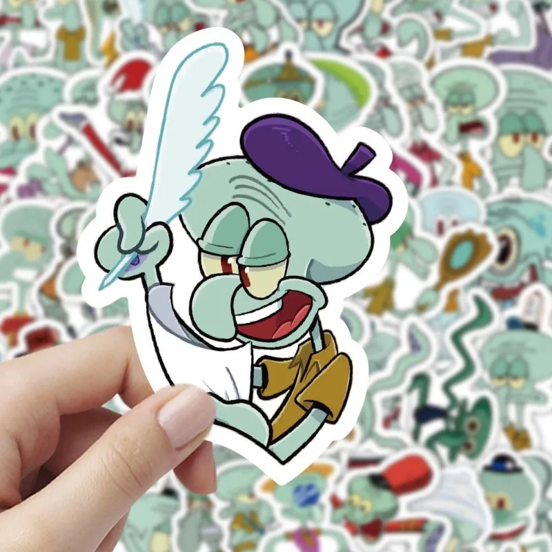 60PCS Cartoon Cute SpongeBob SquarePants Squidward Tentacles Stickers Cell Phone Case Mug Luggage Decorative Stickers Wholesale