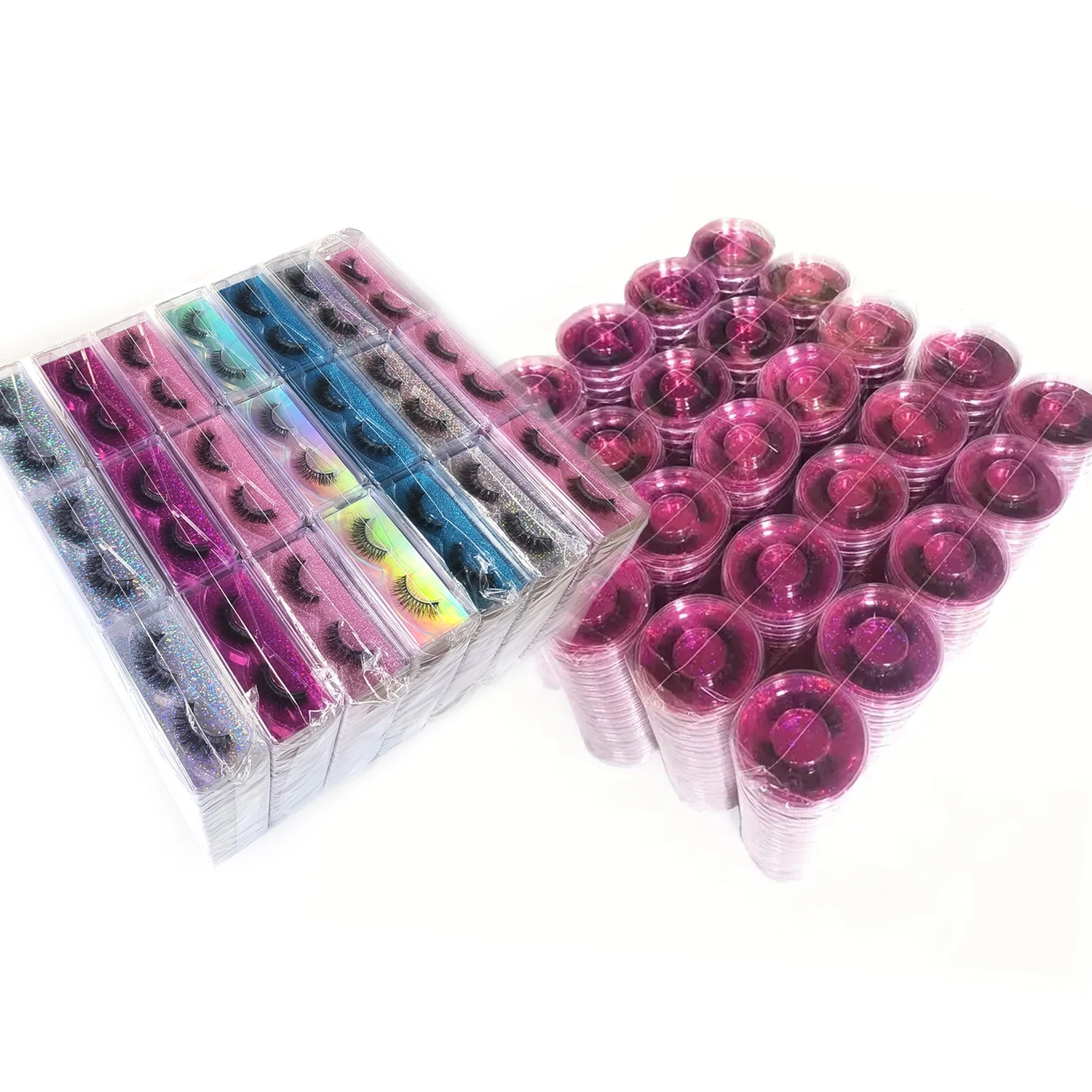 Wholesale 50 Pairs 5 Styles Wispy Faux Mink Lashes - Fluffy & Dramatic Strip Eyelashes Multipack for Eye Makeup